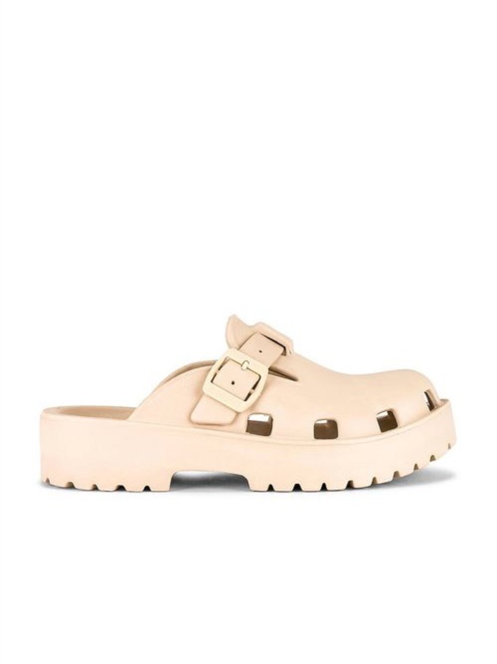 Free People 9 Neutral Beige Slip-On Clog Mule Buckle EVA Beach Pool Resort Boho